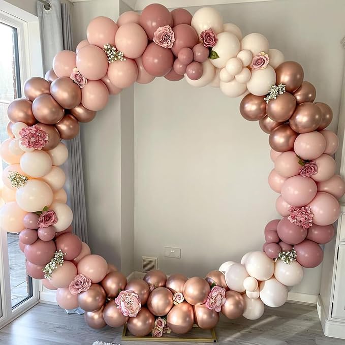 Blush Pink Balloons, 60 Pcs 12 Inches Dusty Pink Double Stuffed Nude Beige Balloon, Retro and Rose Gold Boho Balloons Set for Girls Bridal Birthday Baby Shower Weddings Party Decoration