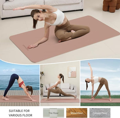 Extra Thick 8mm Yoga Mat, 72"x28" Non Slip Exercise Mat, Reversible 2-Sided Dual Color Premium POE Material, with Carrying Strap for Yoga, Pilates, Home Gym