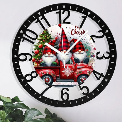 Wall Clock 10 Inch Silent Non-Ticking Modern Clocks Battery Operated - Analog Small Classic for Office, Home, Living Room,Bathroom, Kitchen, Bedroom, School,Snowman Clock