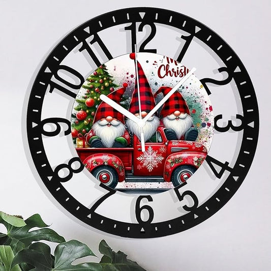 Wall Clock 10 Inch Silent Non-Ticking Modern Clocks Battery Operated - Analog Small Classic for Office, Home, Living Room,Bathroom, Kitchen, Bedroom, School,Snowman Clock