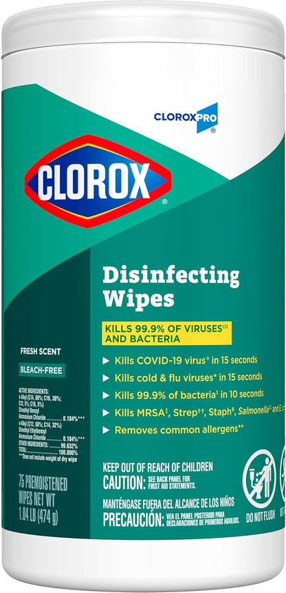 CloroxPro Clorox Disinfecting Wipes, Fresh Scent, 75 Count (Package May Vary)