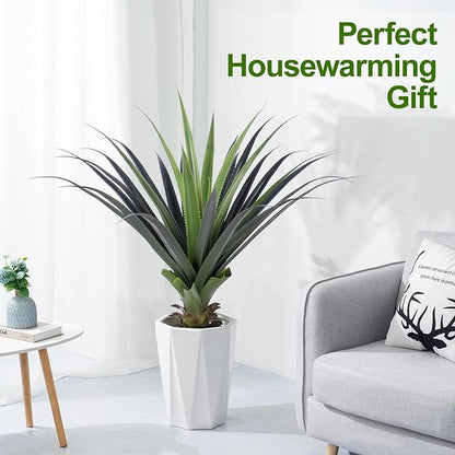 3ft Artificial Spiked Agave Plant, 36" Faux Agave Plants Indoor Small Floor Plant Perfect for Front Porch, Patio, Indoor Outdoor Home, Office Decor (Set of 2)