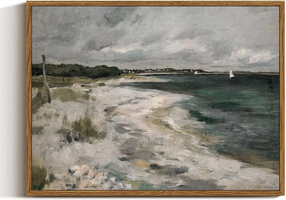 InSimSea Framed Canvas Wall Art Vintage Decor, Coastal Wall Art Living Room, Storm Clouds Pictures, Traditional Scenic Pictures for Bedroom Bathroom Farmhouse Office Decor, 12"x16"