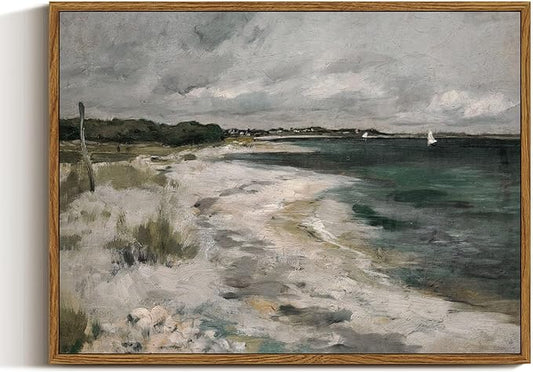InSimSea Framed Canvas Wall Art Vintage Decor, Coastal Wall Art Living Room, Storm Clouds Pictures, Traditional Scenic Pictures for Bedroom Bathroom Farmhouse Office Decor, 12"x16"
