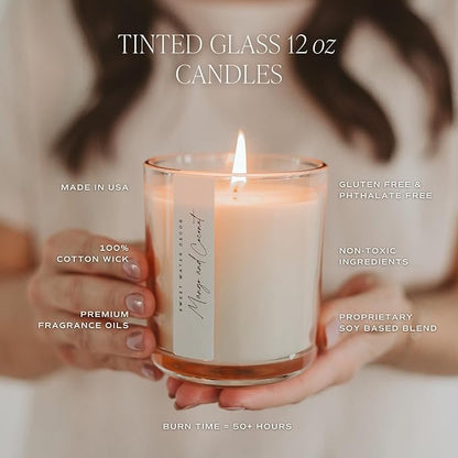 Sweet Water Decor Farmhouse Scented Soy Candles – Apple, Orange, Pumpkin, Cinnamon, Nutmeg, Ginger, Vanilla – Cozy Aroma – 50 Hour Burn – 12oz Tinted Glass Jar for Home Decor and Bedroom Decor