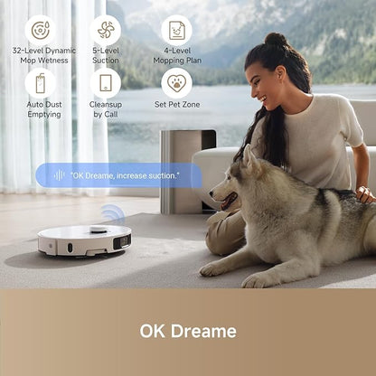 DREAME L40 Ultra Robot Vacuum with Removable & Liftable Mop, Extendable & Liftable SideBrush, 11,000Pa Suction, 149℉ Mop & Washboard Self Cleaning, Auto-Empty, Auto Refill, Voice Control