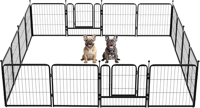FXW Instant Unleashed Dog Playpen, Portable Pet Fence for Outdoor, RV Trips, and Camping, 24 inch, 16 Panels for Puppy and Small Dogs with RV Step Grid│Patented