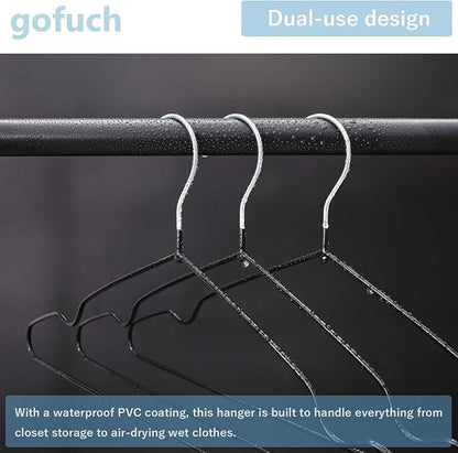 Ultra-Thin Metal Hangers, 30 Pack Non-Slip PVC Coated Space Saving Clothes Hangers for Closet, 16 inch Wide for Suits, Dresses, Jackets（White）