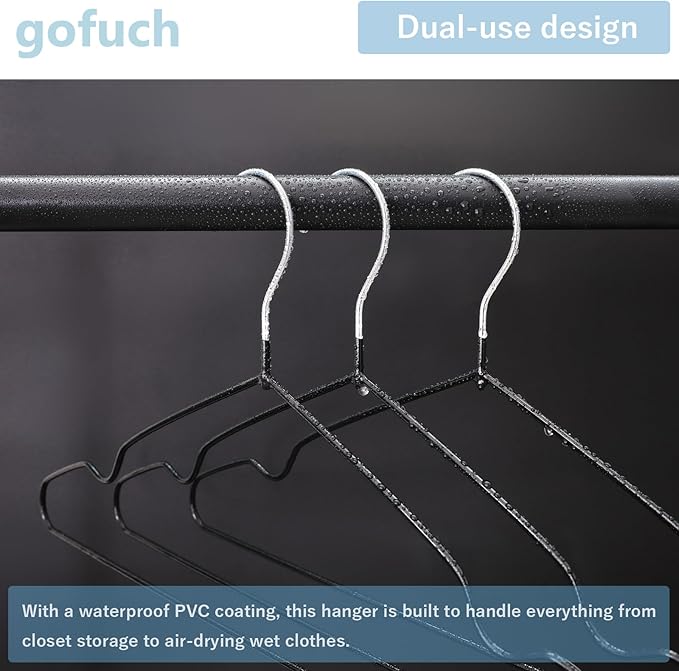 Ultra-Thin Metal Hangers, 100 Pack Non-Slip PVC Coated Space Saving Clothes Hangers for Closet, 16 inch Wide for Suits, Dresses, Jackets（White）