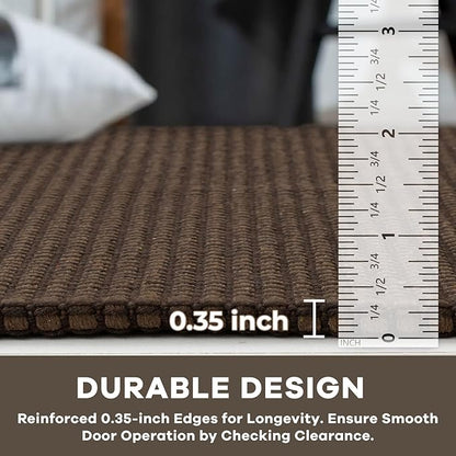 KOZYFLY Long Runners for Hallways 2x12 ft Washable Kitchen Runner Non Slip Rubber Backed Hallway Rugs Cotton Entryway Runner Rug Floor Carpet for Indoor Hall, Backdoor, Kitchen, Reddish Brown/Coffee