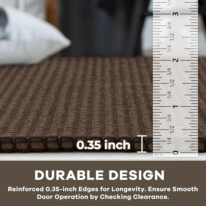 KOZYFLY Washable Area Rug 4x6 ft Non Slip Rubber Backed Living Room Rugs Braided Woven Cotton Kitchen Rugs Indoor Entryway Rug Floor Carpet for Dining Living Room Bedroom, Reddish Brown/Coffee