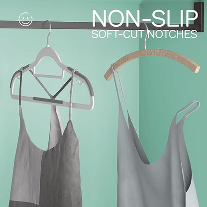 20 Pack Heavy Duty Non-Slip Plastic Hangers - Slim Space Saving w/ 360° Hook for Wet/Dry Clothes, Retail Store Display & Home Organization - Gray