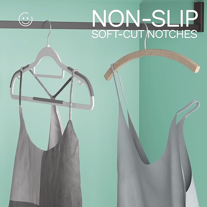 40 Pack Heavy Duty Non-Slip Plastic Hangers - Slim Space Saving w/ 360° Hook for Wet/Dry Clothes, Retail Store Display & Home Organization - Gray