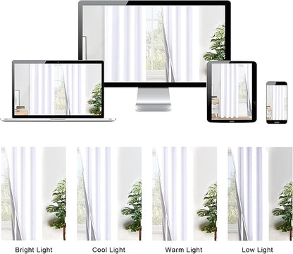 XWZO White 100% Blackout Curtains with Tiebacks- 2 Thick Layers Completely Shaded Window Treatment Thermal Insulated Drapes with Grommets for Bedroom/Laundry, White, W42 x L45, Set of 2 Panels