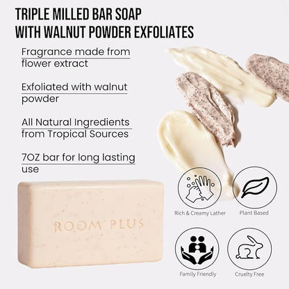YESUN Fragrance Bar Soap,Jasmine-Walnut powder exfoliates,Big Brick of Bath Soap(pack of 2,14ounce) ROOMPLUS-PLANT SOAP, Moisturizing,Gentle cleaning body wash,Triple-Milled Solid Soap -Natural soap