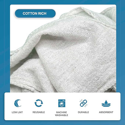Angel-in-Armor White Shop Towels (14”x14”) – 150 Unit Box of Lint-Free Cotton Shop Towel Cleaning Rags – Durable Shop Rags for Auto, Garage, Industrial, and Commercial Use