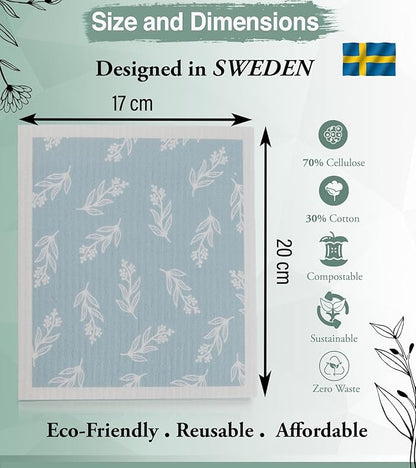 Swedish Dishcloths for Kitchen100% Biodegradable | 10 Pack Reusable Cellulose Sponge Cloths | Ultra Absorbent, Eco-Friendly Cleaning Towels | Dishcloths for Washing Dishes and General Cleaning
