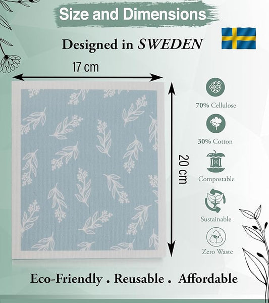Swedish Dishcloths for Kitchen100% Biodegradable | 10 Pack Reusable Cellulose Sponge Cloths | Ultra Absorbent, Eco-Friendly Cleaning Towels | Dishcloths for Washing Dishes and General Cleaning