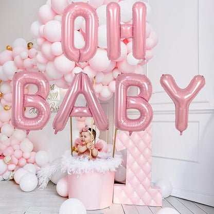 Giant Letter P Foil Name Balloon, Pastel Pink Inflatable Word Balloons P Alphabet Birthday Decor, 40 Inch Baby Pink A-Z Custom Letter Balloon for Girls Baby Shower Party Decoration Supplies