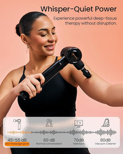 Massage Gun with Extension Handle and 3 Adjustable Angles,Deep Tissue Back Massage for Neck/Shoulders/Waist/Legs/Body Pain Relief,Handheld Percussion Muscle Massager with Portable Case,Black
