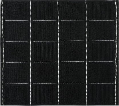 Glynniss Dish Cloths for Kitchen Washing Dishes, Super Absorbent Dish Rags, Cotton Terry Cleaning Cloths Pack of 8 (Black, 12x12 inches)
