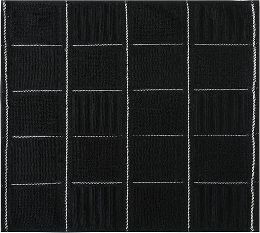 Glynniss Dish Cloths for Kitchen Washing Dishes, Super Absorbent Dish Rags, Cotton Terry Cleaning Cloths Pack of 8 (Black, 12x12 inches)