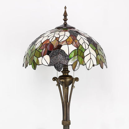 Tiffany Floor Lamp Maple Leaf Stained Glass Standing Reading Light 16X16X70 Inches Antique Pole Corner Lamp Decor Bedroom Office Living Room