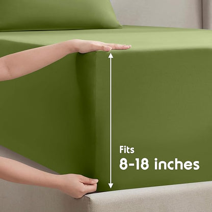Nestl King Sheet Set - Luxury 1800 Ultra-Soft Microfiber King Bed Sheets - Double Brushed - Deep Pockets - Easy Fit - 4 Piece Set - Bedding Sheets & Pillowcases (King, Calla Green)