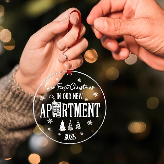 Our First Christmas in Our New Apartment 2025 Xmas Ceramic Ornament - Apartment Decor House Warming Gifts 1st Apartment Christmas Ornament Idea for New House Housewarming Couple & Family Xmas Gifts