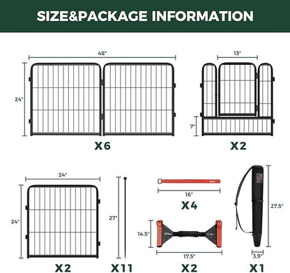 FXW Instant Unleashed Dog Playpen, Portable Pet Fence for Outdoor, RV Trips, and Camping, 24 inch, 16 Panels for Puppy and Small Dogs with Easy-Carry Straps (2 Pack) and Stake Bag│Patented