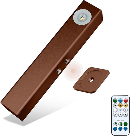 Motion Sensor LED Night Lights, 2500 mAh Rechargeable Battery Operated Indoor Wall Light Without Power Connection with Switch, Wireless Wall Lighting Battery for Cabinet Bedroom Stairs (Brown)