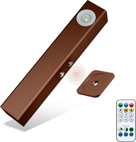 Motion Sensor LED Night Lights, 2500 mAh Rechargeable Battery Operated Indoor Wall Light Without Power Connection with Switch, Wireless Wall Lighting Battery for Cabinet Bedroom Stairs (Brown)