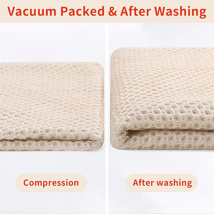 Homaxy 100% Cotton Waffle Weave Kitchen Dish Towels, Ultra Soft Absorbent Quick Drying Cleaning Towel, 13 x 28 Inches, 12-Pack, Beige