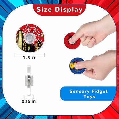 SCIONE 52 Pcs Fidget Spinner for Kids, Bulk Spidey Party Favors Fidget Toys, 1.57" Mini Spider Spinners for Birthday Goodie Bag Fillers, Classroom Rewards & Prize Box Stuffers