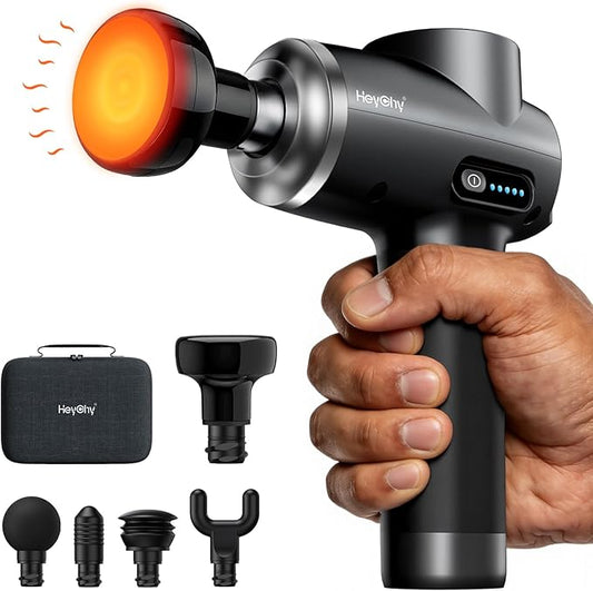 Professional Muscle Massage Gun with Heat, Portable Handheld Muscle Massager, Percussion Back Body Masajeador 12mm Amptitude for Athletes, Runner, Gifts for Men Women
