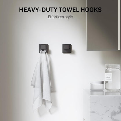 10-Piece 23.6 Inch Matte Black Bathroom Hardware Accessories Set, Bath Towel Bar Set, SUS304 Stainless Steel Toilet Paper Holder with Shelf, Towel Hooks, Towel Rings Wall Mounted