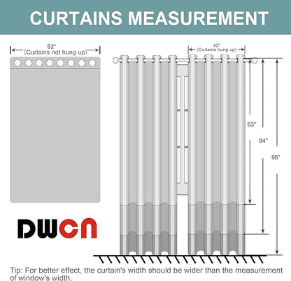 DWCN Pure White Curtains 45 Inches Long, Thermal Drapes for Living Room, Room Darkening Panels for Bedroom - 52W x 45L, 2PCS
