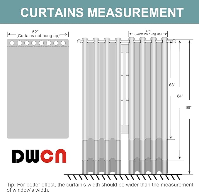 DWCN Pure White Room Darkening Blackout Curtains, Thermal Light Blocking Drapes for Bedroom Living Room - W52 x L63 Inch Length, Set of 2