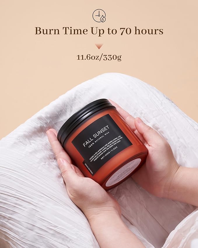 M&SENSE Baltic Amber Scented Candle, Clean Soy Wax Non Toxic 11.6oz 70 Hours Long Lasting Burn, Double Cotton Wick, Relaxing Aromatherapy Candles for Stree Relief, Winter Holiday Gifts Women Men