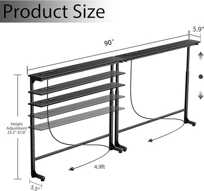 90 inch Narrow Console Table with Outlet,Adjustable Height(25"-37") Behind Sofa Table,Couch Behind Table Skinny,Couch Shelf with Charging Station,Long Entryway Tables for Living Room,Black