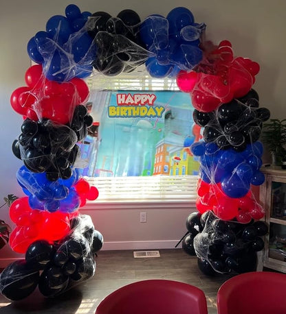 Red Blue Black Balloons, 12Inch Red Blue Black and Silver Balloon for Boys Party Kids Theme Birthday Baby Shower Graduation Party Decorations