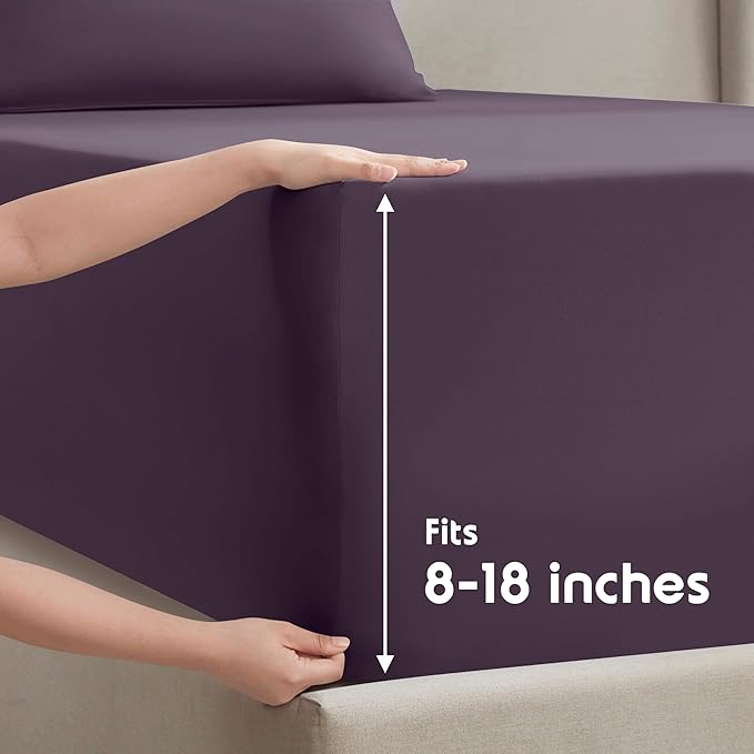 Nestl Full Sheet Set - Luxury 1800 Ultra-Soft Microfiber Full Bed Sheets - Double Brushed - Deep Pockets - Easy Fit - 4 Piece Set - Bedding Sheets & Pillowcases (Full, Purple)