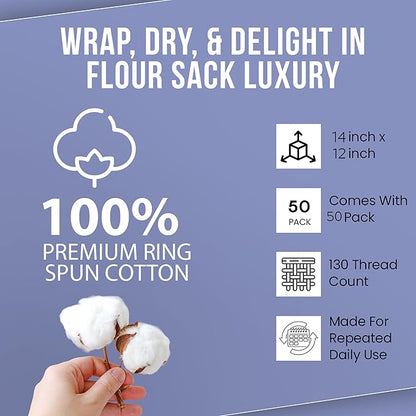 WHITEWRAP Shop Towels| Multipurpose Commercial and Residential Shop Cleaning| Car Wash, Polish, Housewares, Coffee Machine, Restaurant, Bathrooms, Electronics, Auto Garage | 50 Pack 14"x12" White