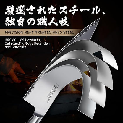 Purple Dragon Knife Set, 3Pcs Kitchen Knives Set, German VG10 Steel Japanese Chef Knife 7.8 Inch Santoku Knife 7 Inch Utility Knife 5.1 Inch, Razor-Sharp Knives with Gift Box