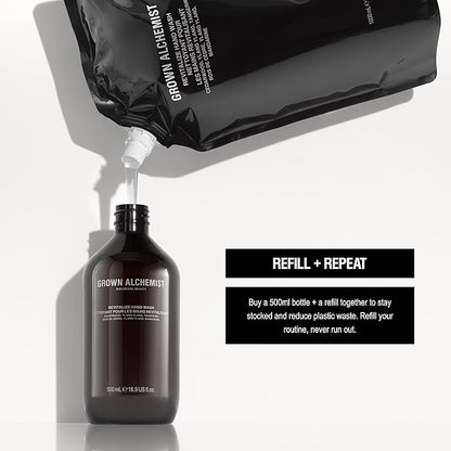 Grown Alchemist Revitalize Hand Wash Refill Pouch. Cedarwood, Ylang Ylang, Tangerine. Gentle Hand Wash Hydrates & Cleanses Skin, (1L).