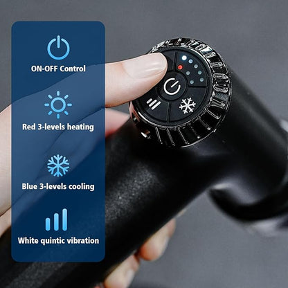 Massage Gun with Heat and Cold, 2 in 1 Portable Mini Muscle Massager with Extended Handle, Handheld Electric Percussion Deep Massager Tissue Massage Gun for for Home Gym