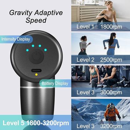 Massage Gun,Portable Handheld Deep Tissue Muscle Massager,Full-Metal Travel Massage Gun with 4 Speeds & 8 Massage Heads,for Office,Father, Mother(Black)