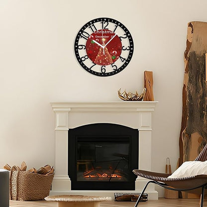 Wall Clock 10 Inch Silent Non-Ticking Modern Clocks Battery Operated - Analog Small Classic for Office, Home, Living Room,Bathroom, Kitchen, Bedroom, School,Snowman Clock