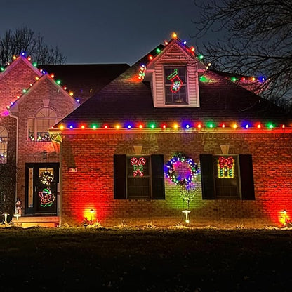 Christmas Window Silhouette Lights Decorations - 16" 4 Pack Colour Lighted Santa ＆ Gift Box ＆ Candy Cane ＆ Christmas Stocking for Holiday Wall Door Window Decorate