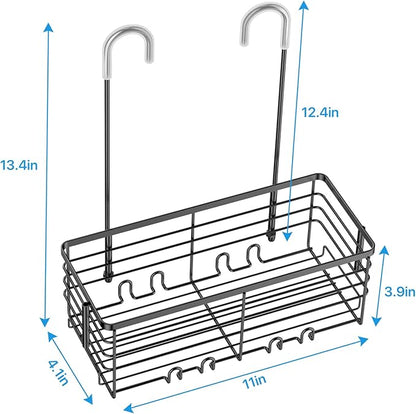 YUOROS Hanging Shower Caddy, Over the Door Shower Organizer Rack 304 Stainless Steel Rustproof (Black)